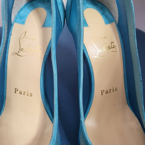 Christian Louboutin Blue and Red Heels - Picture 3 of 9